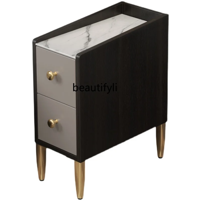 

Mini Solid Wood Bedside Cabinet Modern Simple and Light Luxury Bedroom Small Bedside Cabinet Narrow Gap Storage Cabinet 30cm