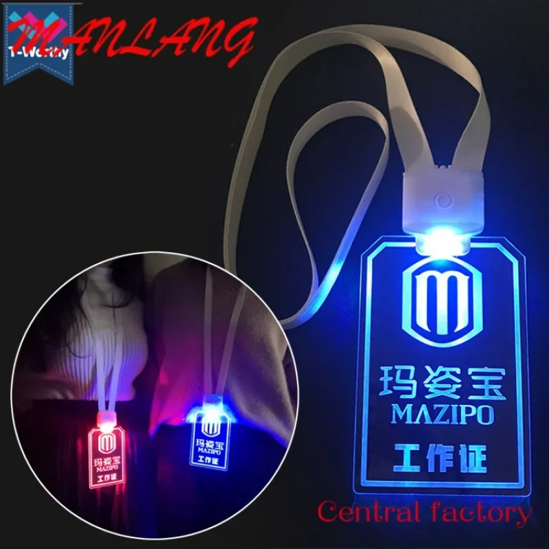 

Custom T-Worthy Promotional New Product Custom Acrylic LED ID Card Holder Light Up Badge With Lanyard