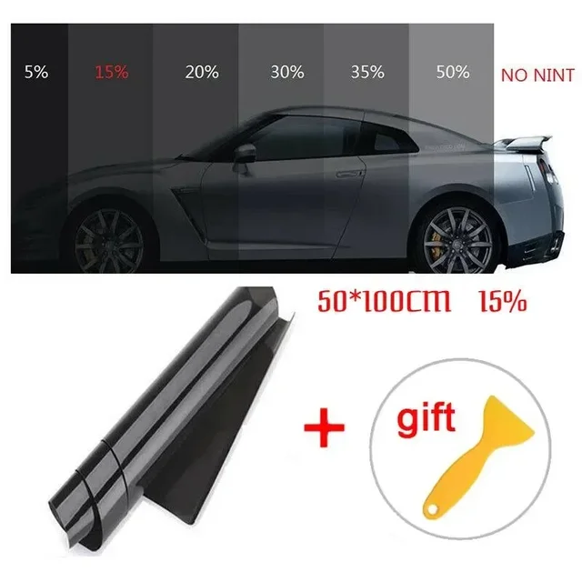 50x100cm 15% VLT Car Window Tint Film Glass Sticker Sun Shade Film For Car UV Protector Foils Sticker Films With Free Scraper 4
