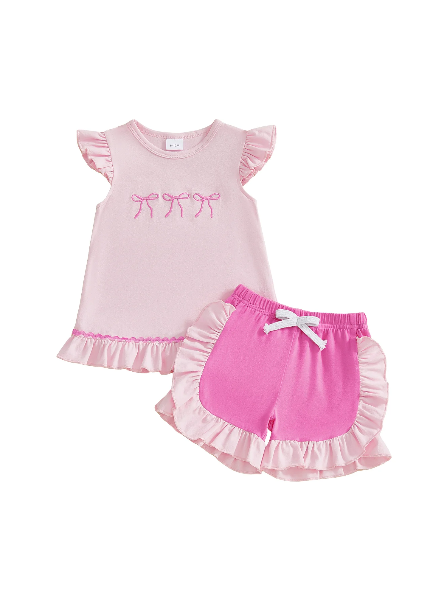 Adorable Baby Girls Floral Print Ruffle Sleeve Tops and Shorts Set with Bow Detail - Cute Summer Outfit for Toddlers