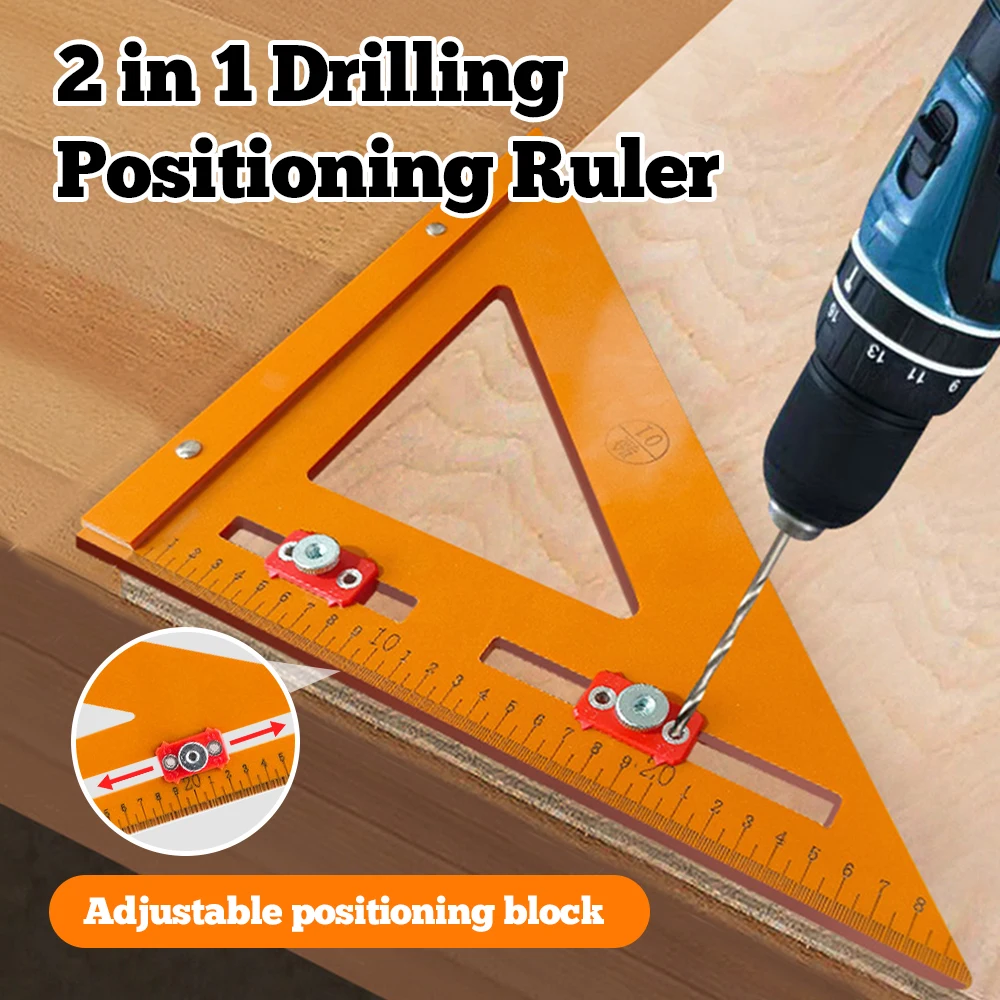 2-in-1 Rafter Square Punching Positioning Triangle Ruler Adjustable Slider Precision Bakelite Right Angle Ruler Carpentry