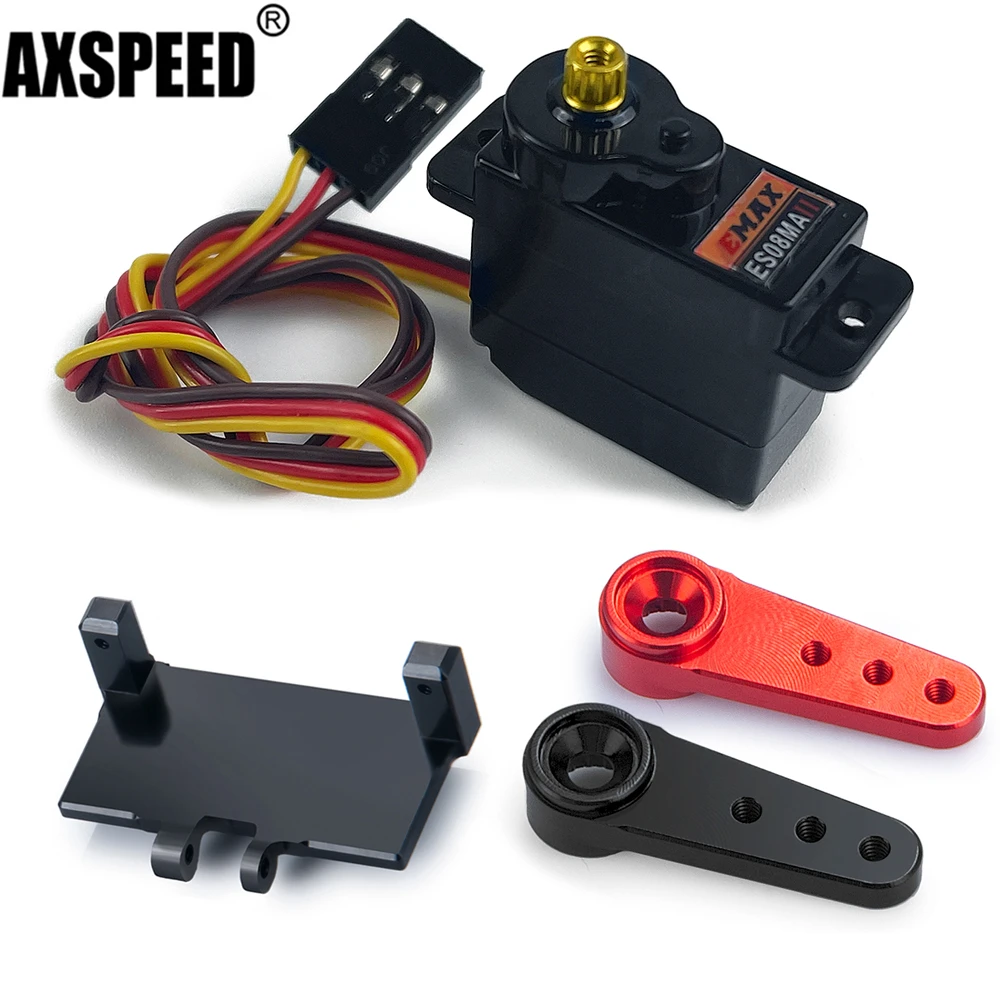 AXSPEED ES08MII Analog Metal Steering Servo with Mount & 15T Servo Arm for 1/24 Axial SCX24