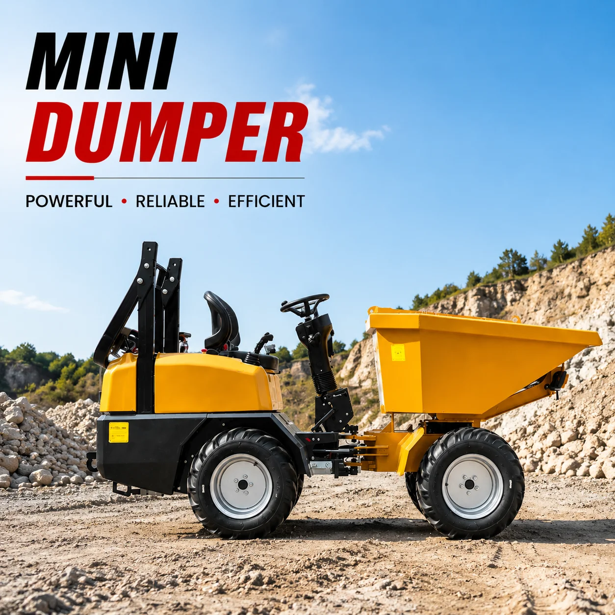 Mini-Hydraulik-Raddumper 1300kg Kompakter Muldenkipper für Landwirtschaftliche und Landschaftsbau-Projekte