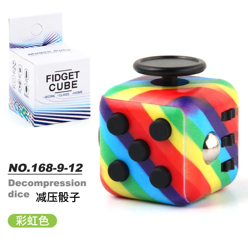 Fashion Decompression Dice Autism Adhd Anxiety Relieve Toy Adult Kids Fingertip Press Button Toys Rainbow Dice Antistress Cube 2