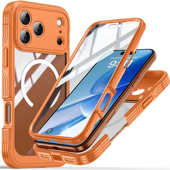 360 °   Custodia Magnetica Integrale per iPhone 17/17 Pro/17 Air/17 Pro Max Antiurto Trasparente 3-in-1 Anti-caduta