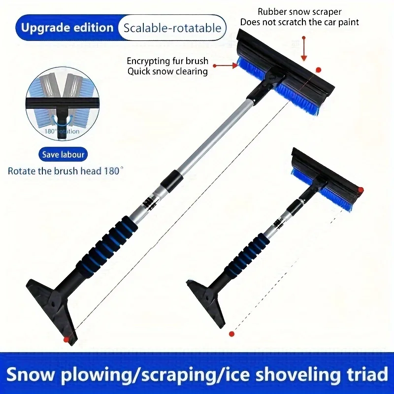 Car Snow Shovel Retractable Ice Scraper Snow Brush Multifunctional And Defrost Broom Winter Car Cleaning Tool Accessories
