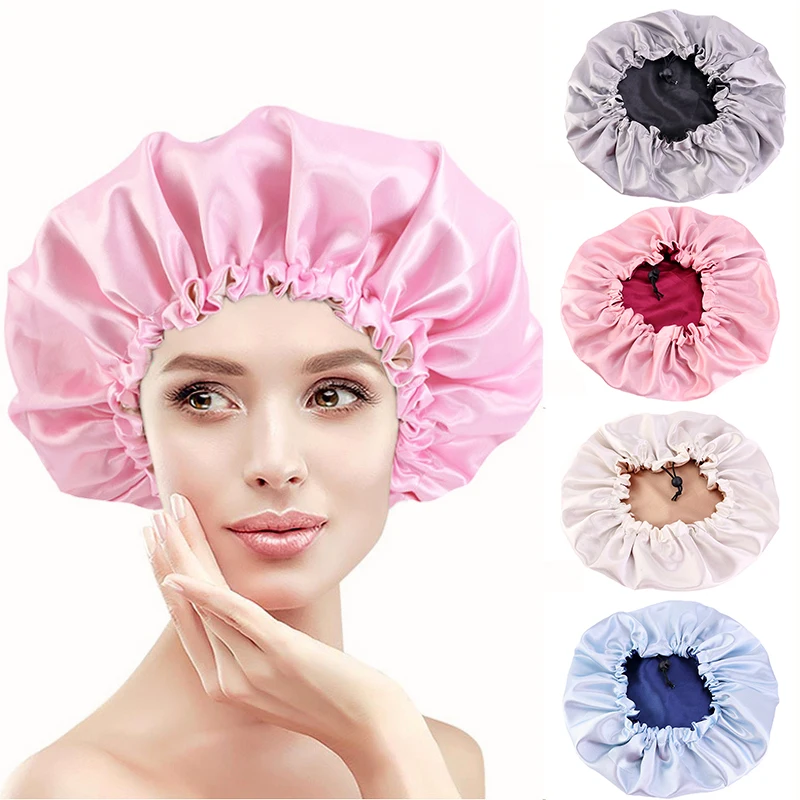 Adjustable Satin Sleep Cap Silky Satin Cap For Night Sleeping
