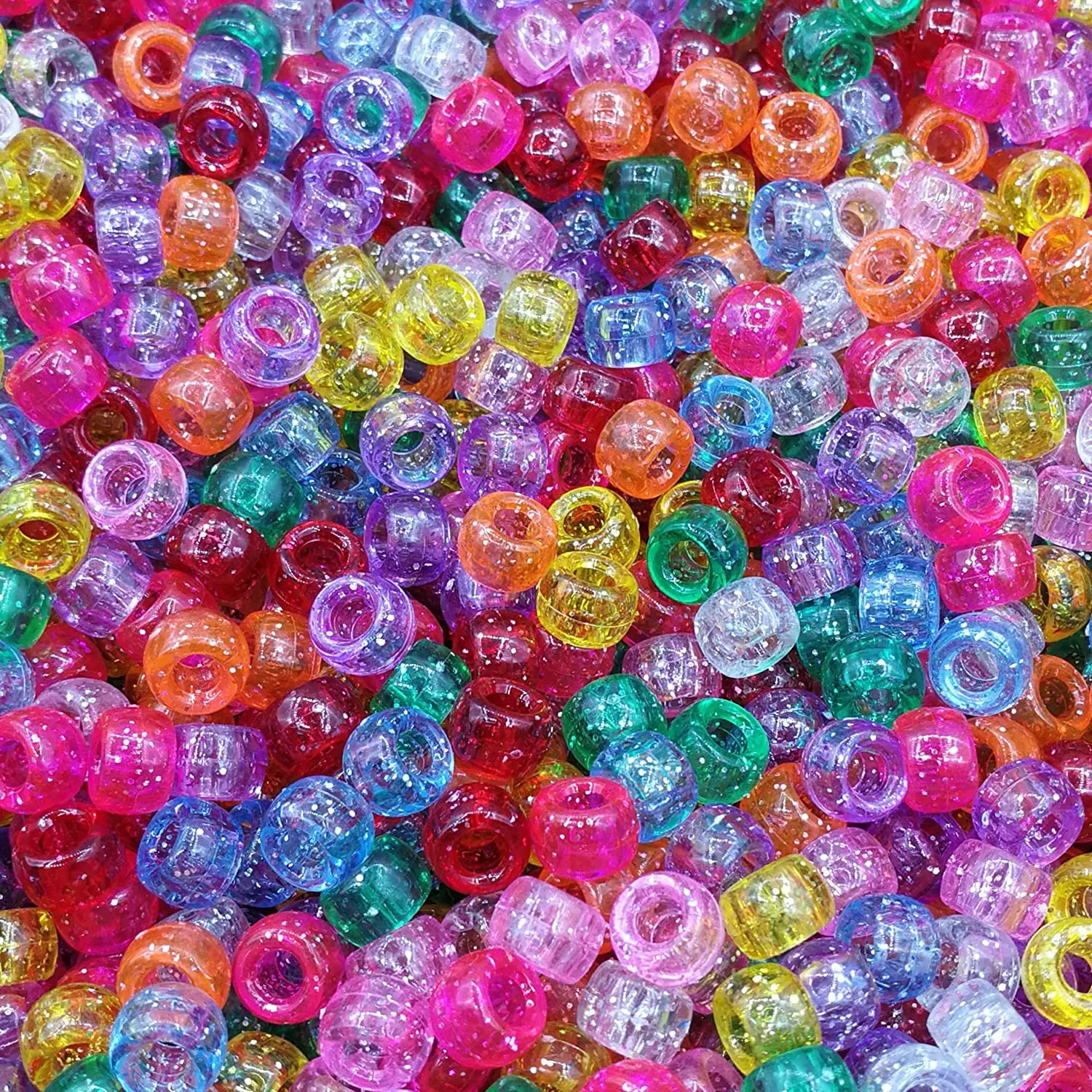 Pony Beads 6x9mm Glitter Clear Plastic Beads Transparent Beads with  Sparkling Glitter for DIY Craft Jewelry Bracelets Making - AliExpress