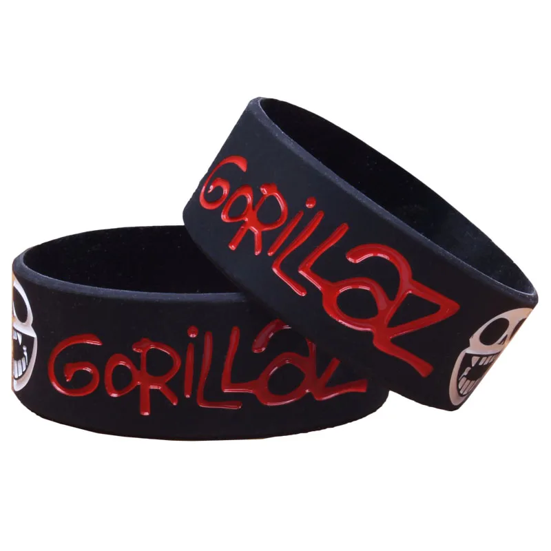 1PC England Music Band Gorillaz Silicone bracelet Hip-Hop Music Singer Wide Black Slicone Wristbands Music Fans Bangles SH313