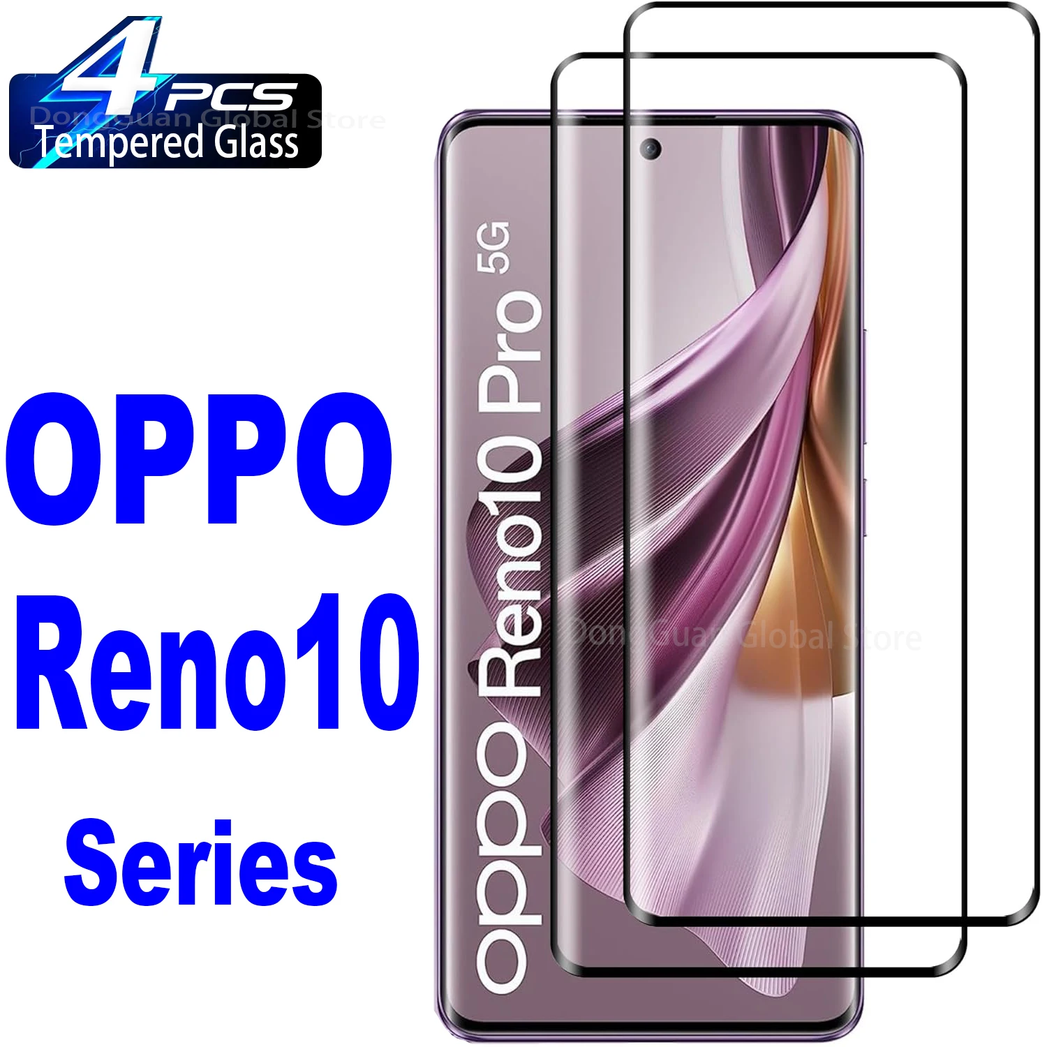 1/4Pcs 3D Tempered Glass For OPPO Reno 10 10Pro 5G Screen Protector Glass Film