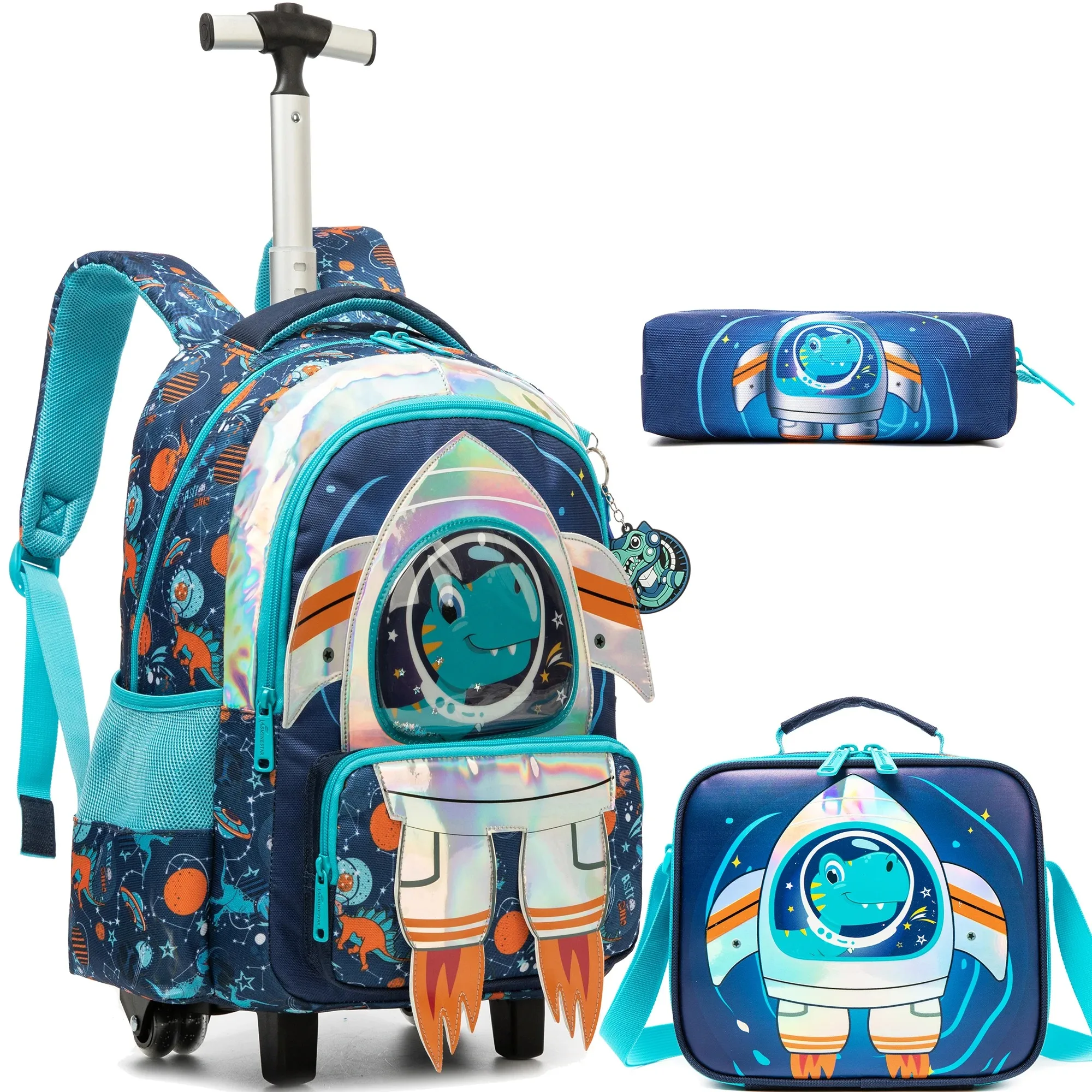 Kids Wheeled Backpack Children's Rolling Travel Carry on Luggage Lightweight School Bookbag for Boys Large Capacity Student Bag 1