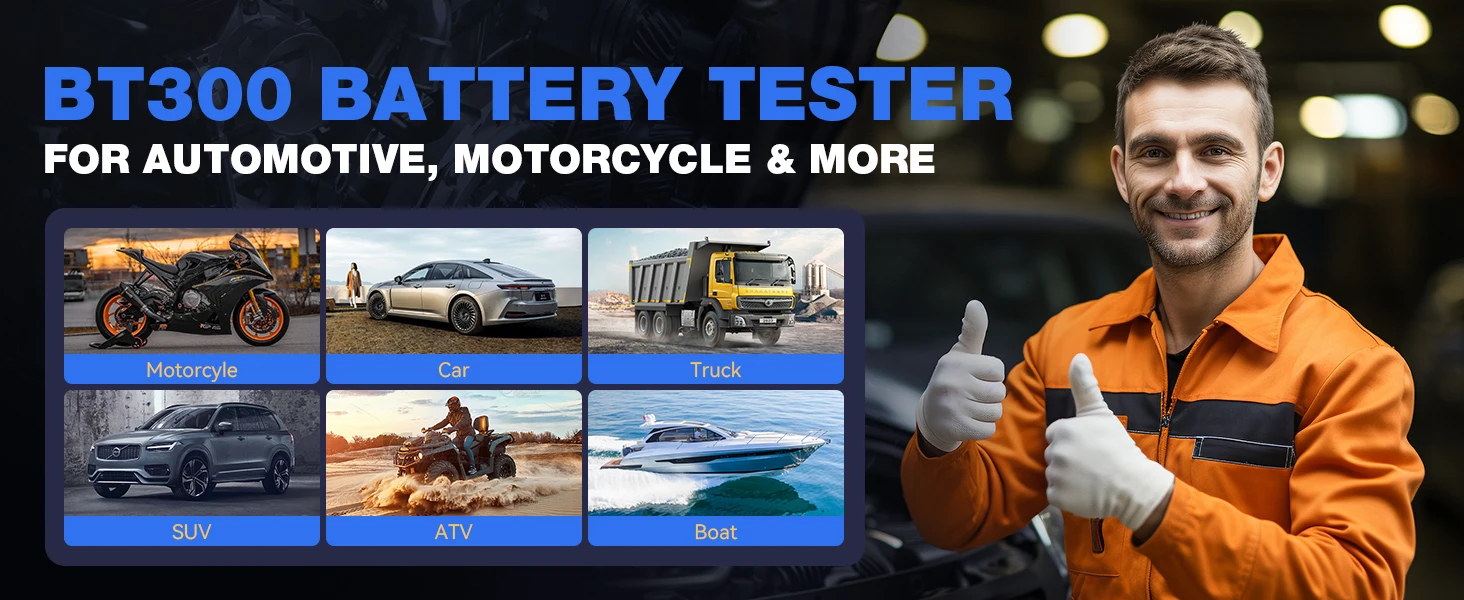 BT300 5-3000 CCA Car Battery Tester 6V 12V Automotive Charging Cranking Scanner Tools for Motorcycle Car Truck SUV