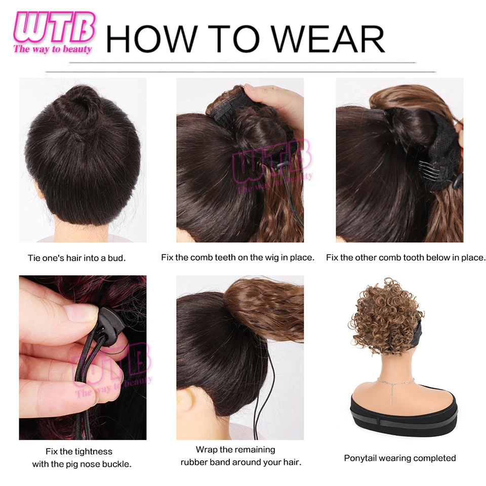 Synthetic Curly Hair Bun for Women Puff Afro Ponytail Drawstring Kinky Curly Chignon Wrap Updo Hair Extensions with Clips