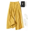 Summer Pants for Women Cotton Linen Large Size Wide Leg Pants Femme Arts Style Elastic Waist Solid Casual Loose Pantalon 6