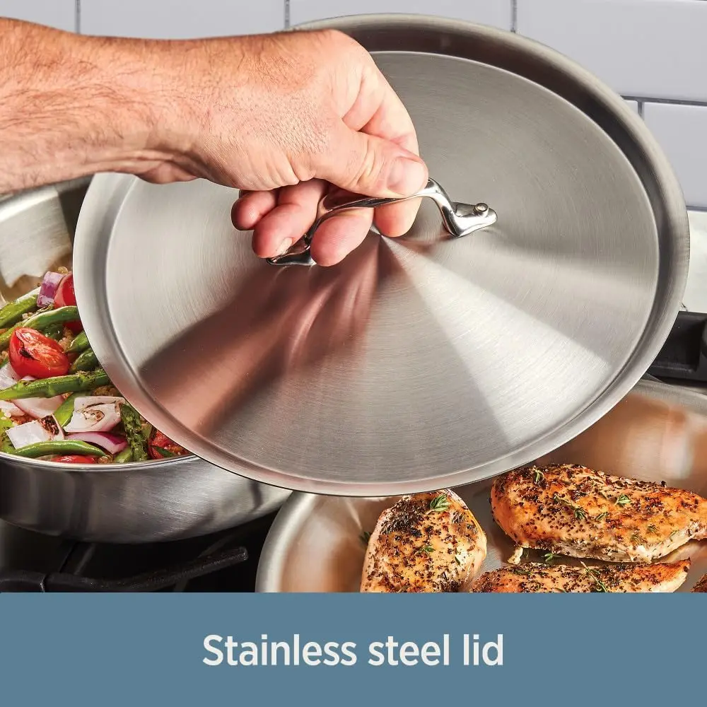Stainless Steel Sauté Pan 4 Quart Induction Oven Broiler Safe 600F Pots and Pans, Cookware Silver 5