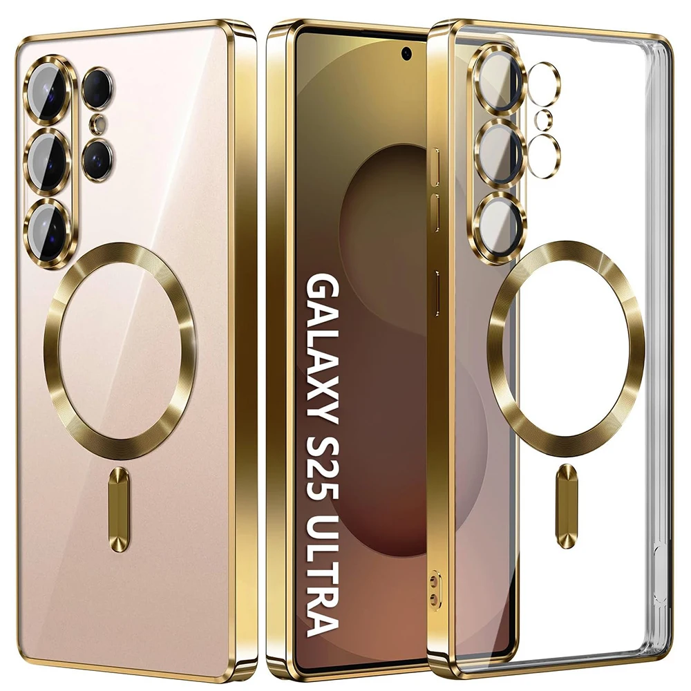 Luxury Glitter Plating Clear Silicone Soft Case with Magnetic Feature