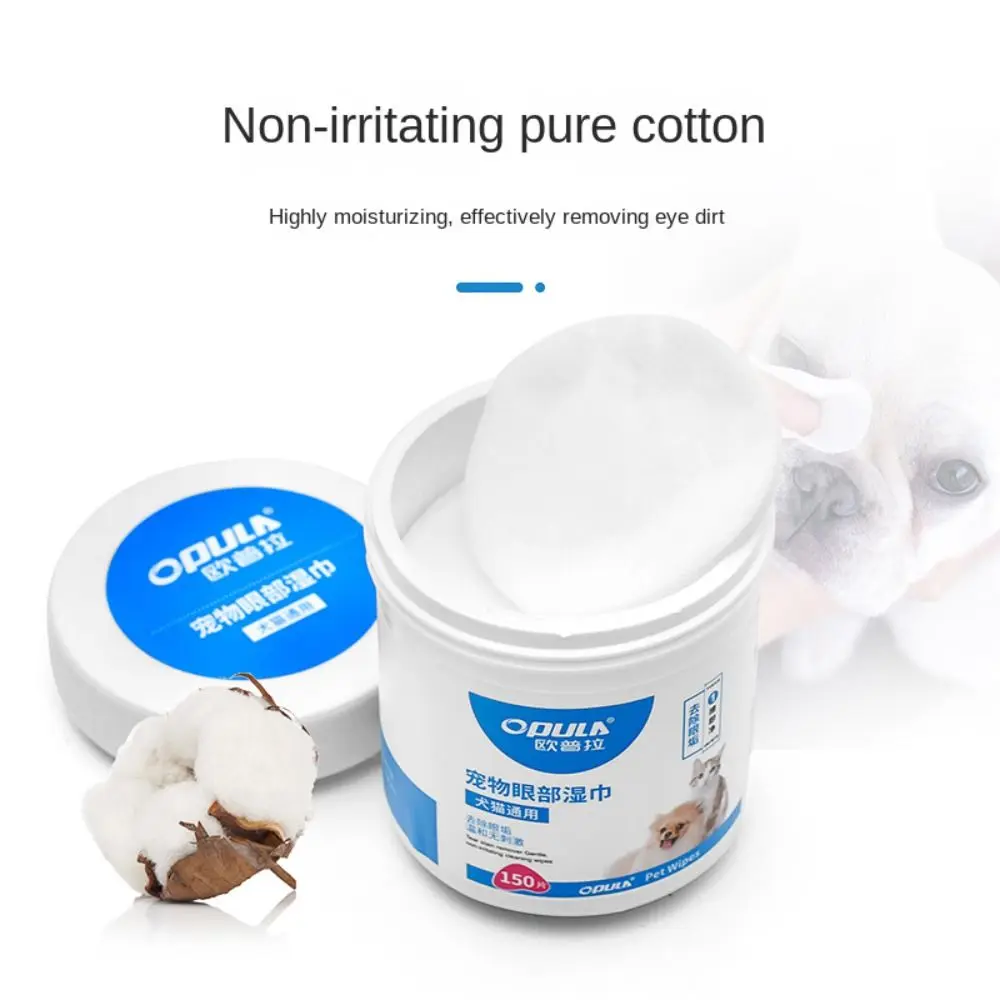 Pet Eye Wipes 150Pcs Cats And Dogs Tearmark Wet Wipes Dog Cat Eyes Ears Cleaning Paper Towels Cats And Dogs Universal No Irr Pet Cleaning Wipes