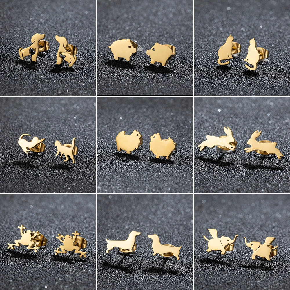Kpop süße kleine Schwein Ohrringe weibliche Brincos Boho Ferkel Herz Ohr stecker für Mädchen Haustier Liebhaber Edelstahl Schmuck