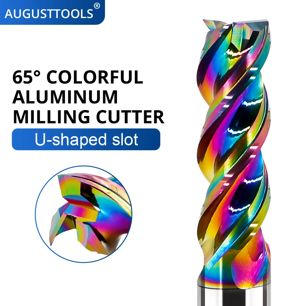 

HRC65 U Groove Colorful Milling Cutter For Aluminum DLC Coating Tungsten Steel 3 Blade Endmill Cnc Maching Cutting Tools 4 6mm