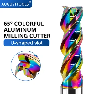 HRC65 U Groove Colorful Milling Cutter For Aluminum DLC Coating Tungsten Steel 3 Blade Endmill Cnc Maching Cutting Tools  4 6mm