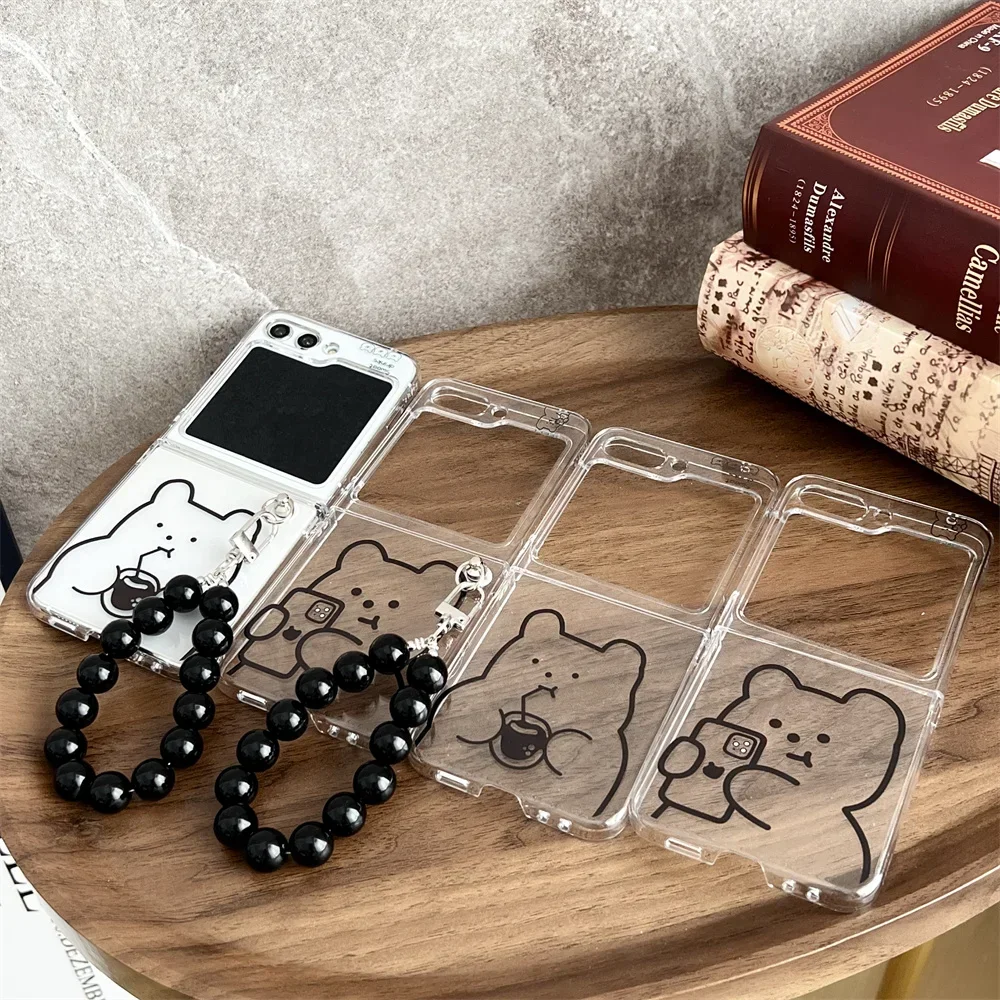 Cute Bear Transparent Pearl Bracelet Case - Cartoon Clear Cover