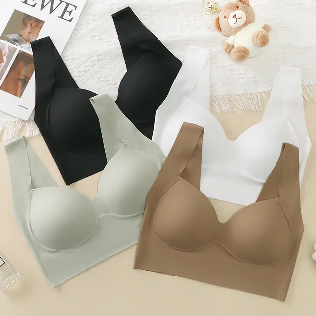 Reggiseno Senza Ferretto Donna | Senza Cuciture Imbottito Push Up | Scollo A V E Cinghie Regolabili - Foto 2