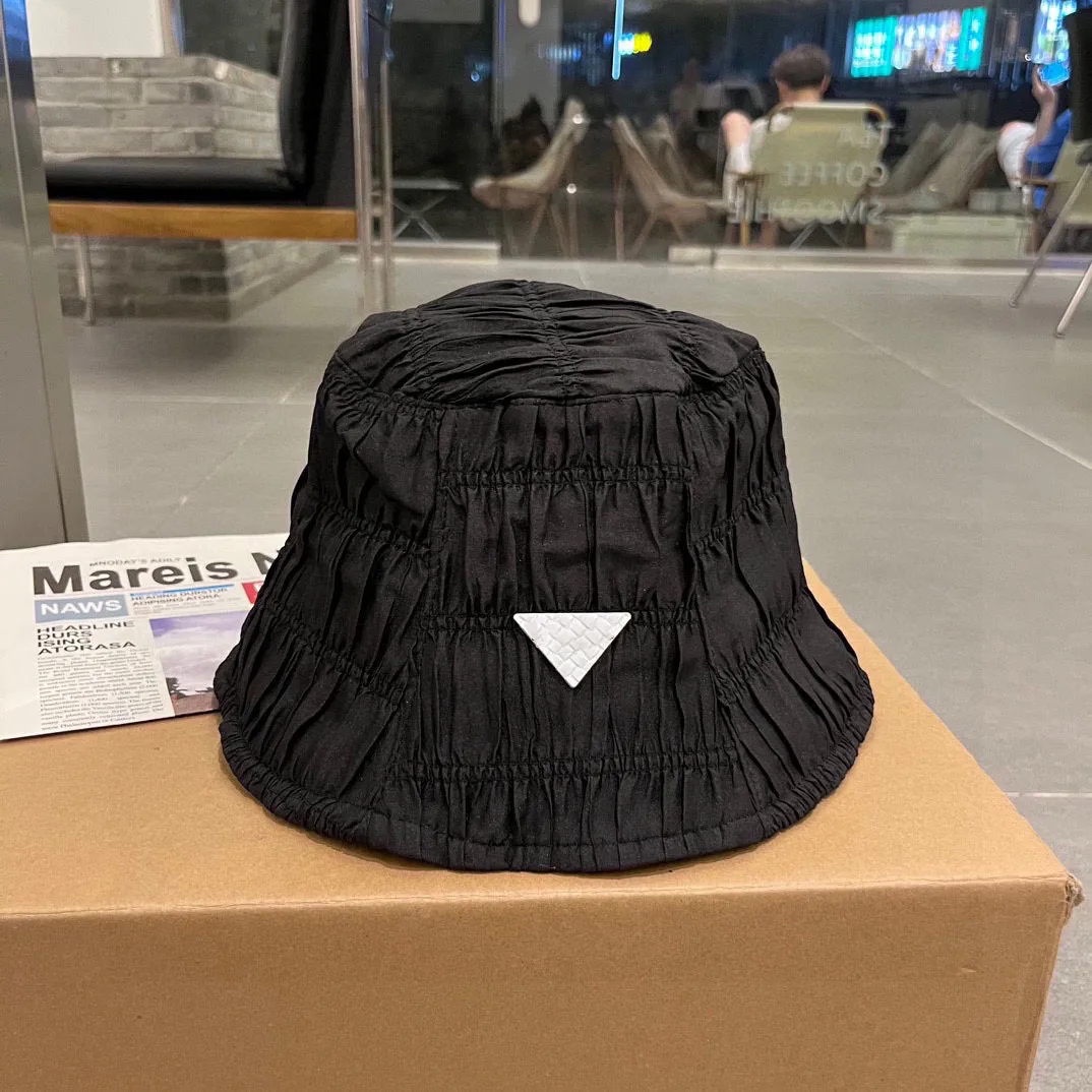 

Prad* brand Fisherman's hat Pleat Personality Fashion Black Hat Triangle mark Women Shading from sunlight Spring autumn Hat