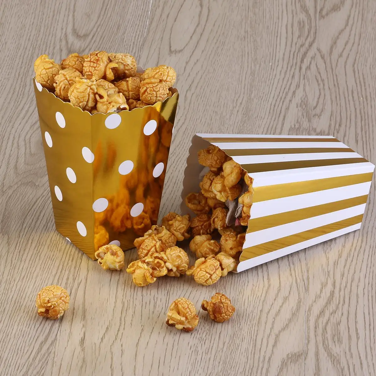 50pcs Popcorn Boxes Yellow Design Scalloped Cardboard Party Candy Cartons Movie Style Wedding Favors et Supplies