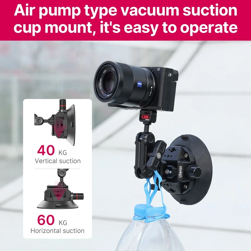 Ulanzi Car Phone Action Camera Holder Hand Pump 360° Suction Cup Adjustable Professional For GoPro for Insta360 for DJI Action