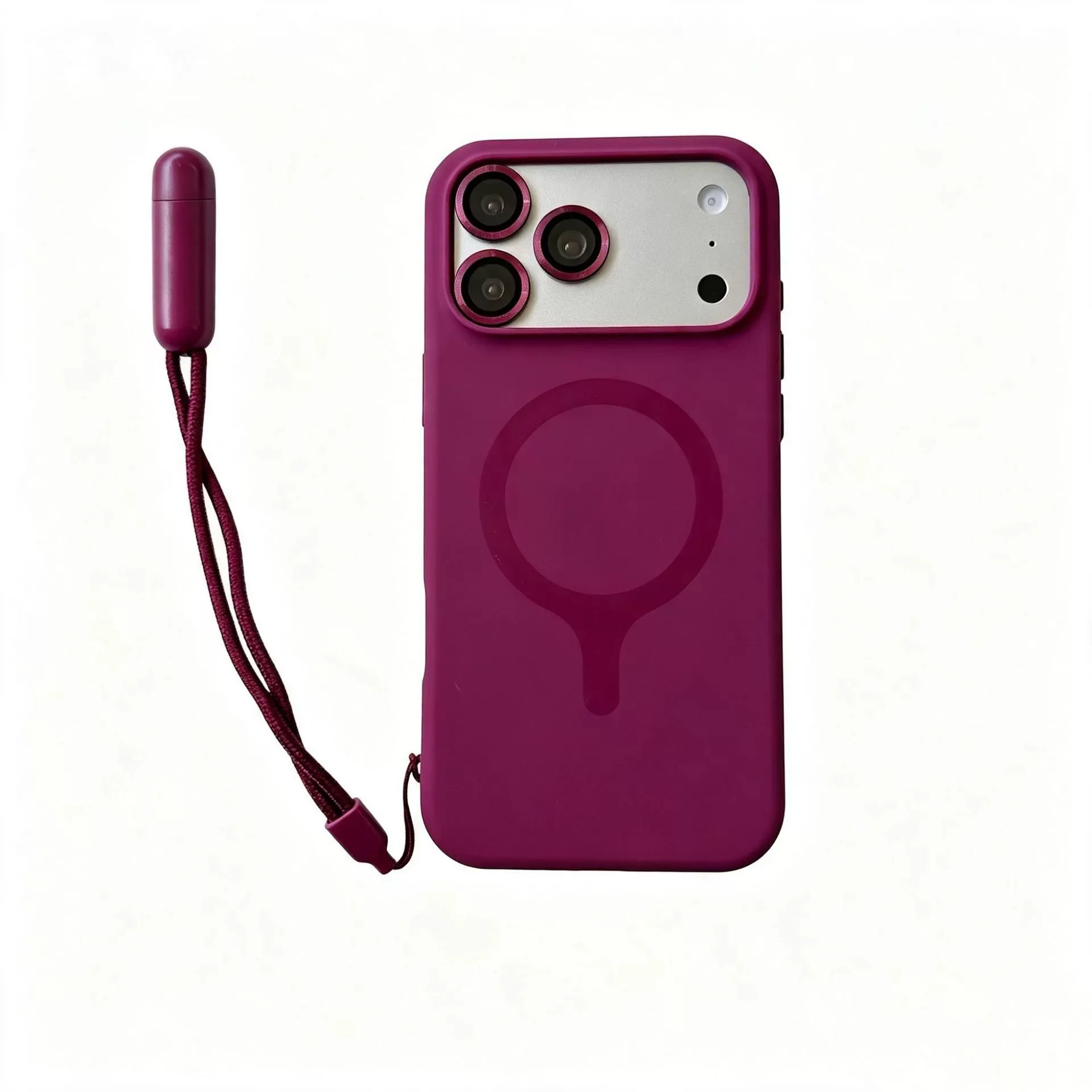 Contrast Lanyard Hand Wrist Strap Silicone Phone Case with Lens Protector Cover