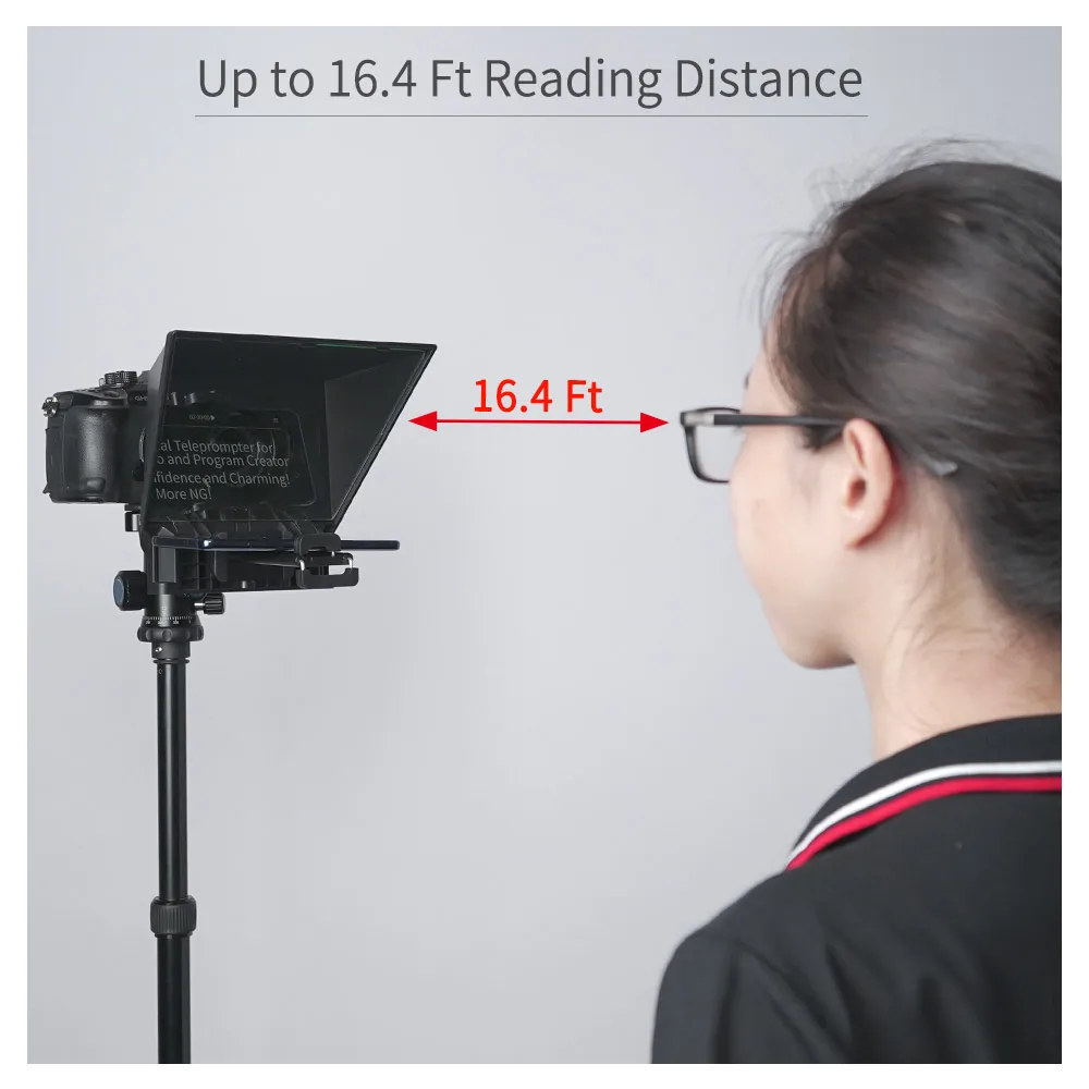 FEELWORLD TP2A 8 inch Mini Teleprompter Portable Supports Under Smartphone Tablet Prompting DSLR Camera Bluetooth Mini Teleprompter
