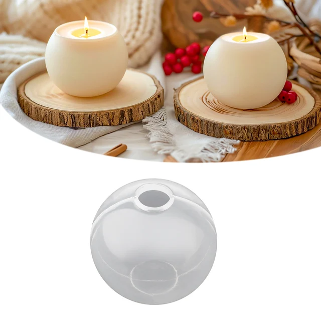 Unique Resin Molds 2-Pack Sphere Tealight Candle Holder Silicone Molds - DIY 4.13" & 3.34" Round Crystal Ball Resin Casting Kits Silicone Molds For Concrete