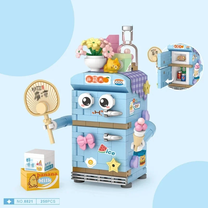 미니 빌딩 블록 토스터기 TV 세트, 가전 모델 조립 벽돌, DIY 재미있는 퍼즐 장난감 선물, 집 장식에 적합