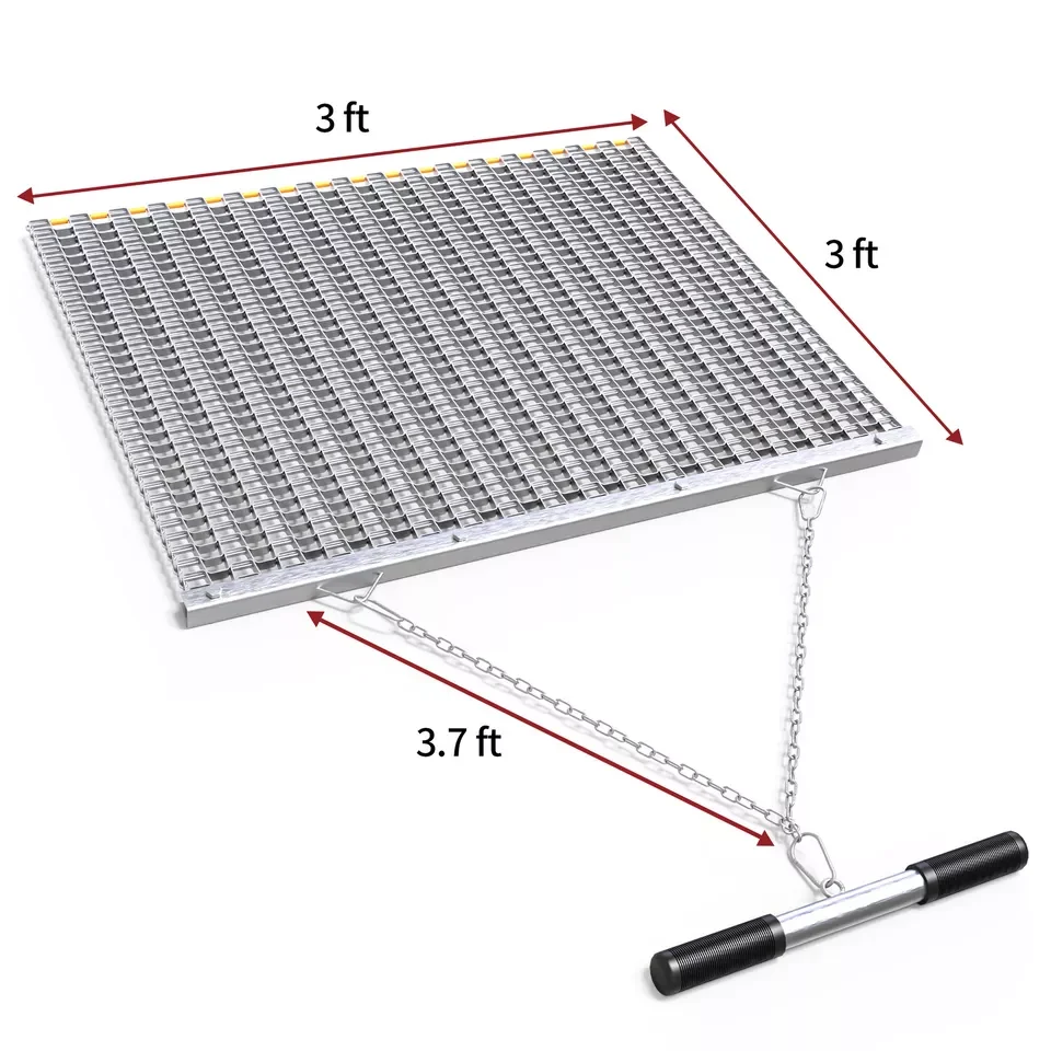 YINTATECH 3' x 3' Drag Mat Heavy Duty Zinc & Steel Mesh Field Surface Leveling for ATV UTV