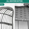 Outdoor Narrow Egg Chair Wicker, Patio Rattan Basket Chair with 370lbs Capacity Indoor Egg Chairs with Stand & Cushion 3