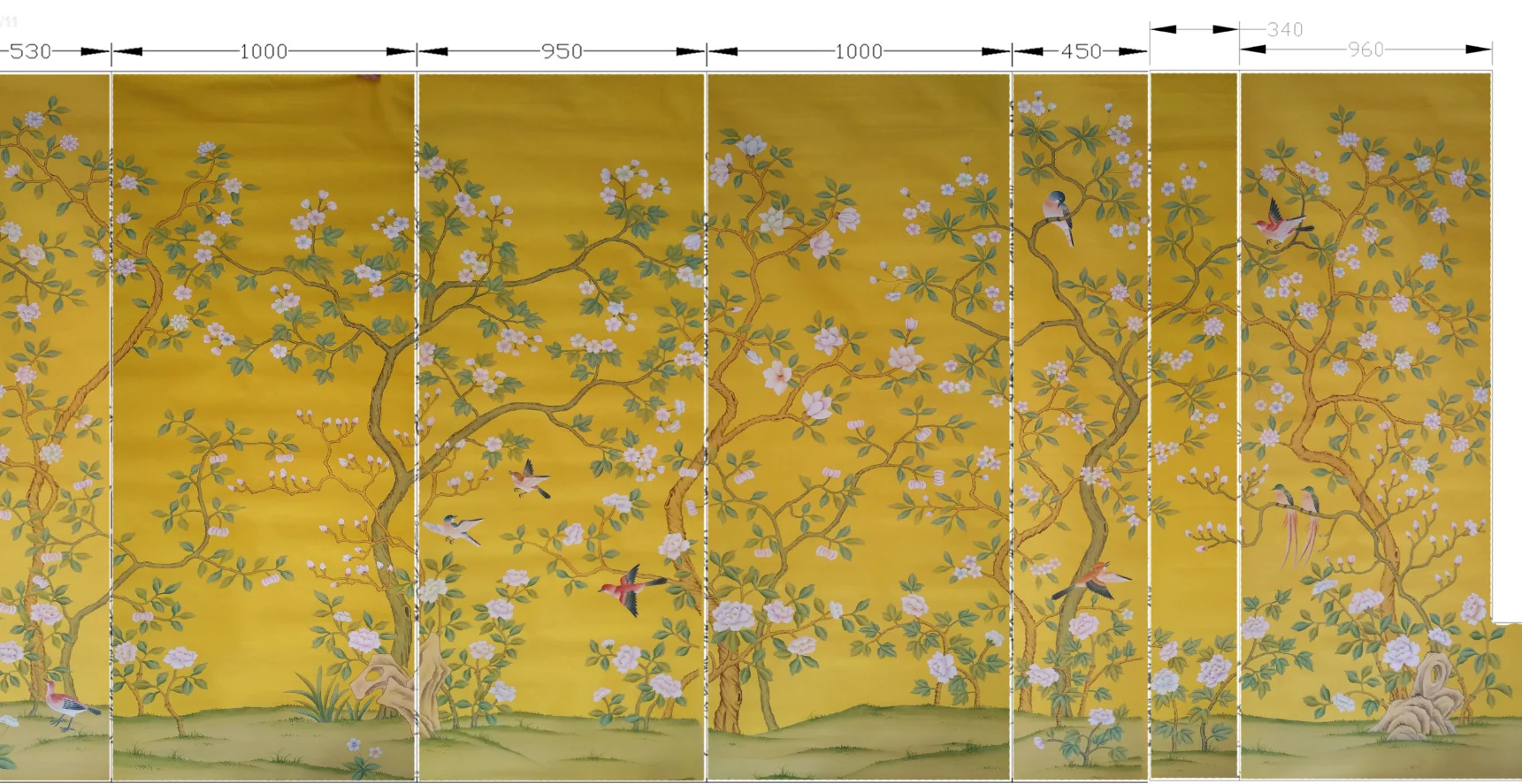 HAND-MADE silk Wallpapers Hand-Painted Flowers/Birds for Bedroom/Living/Study/Dining Room/Porch/Sofa/TV wallcovering
