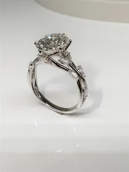18K solid real gold lab grown diamond 3 carat oval vine engagement diamond ring PT950 platinum ring boutique jewelry custom 1