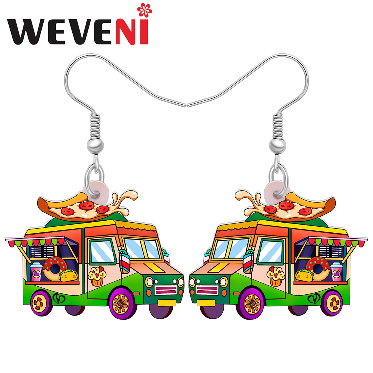 

Weveni акриловые Милые Пончики, гамбургеры, обеденные автомобильные серьги, милые Висячие Подвески, модные ювелирные изделия для подростков, женские аксессуары