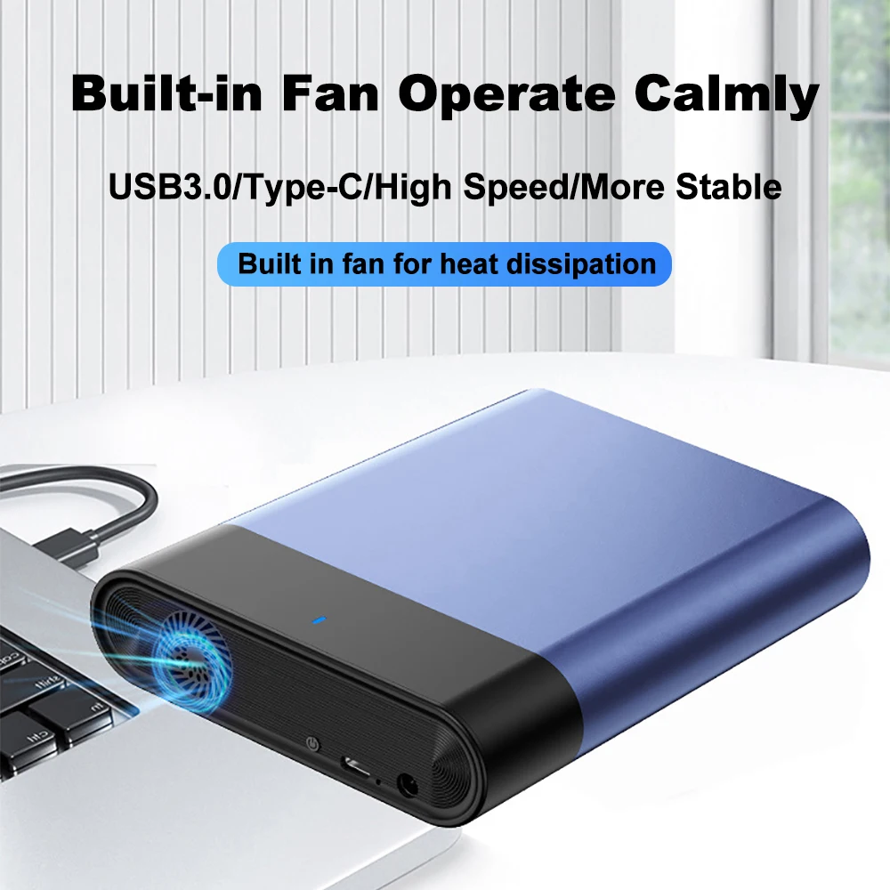 USB 3.1 HDD 외장 케이스 3.5인치 SATA SSD 외장 하드 드라이브 케이스 내장 팬 5Gbps 전송 속도 알루미늄 합금 하드 디스크 박스
