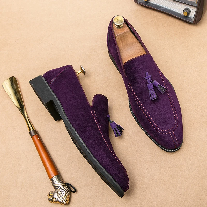 Size 38-48 Business Men Tassel Shoes European American One Step Comfortable Fashion Pointed Leather Shoes British Dress