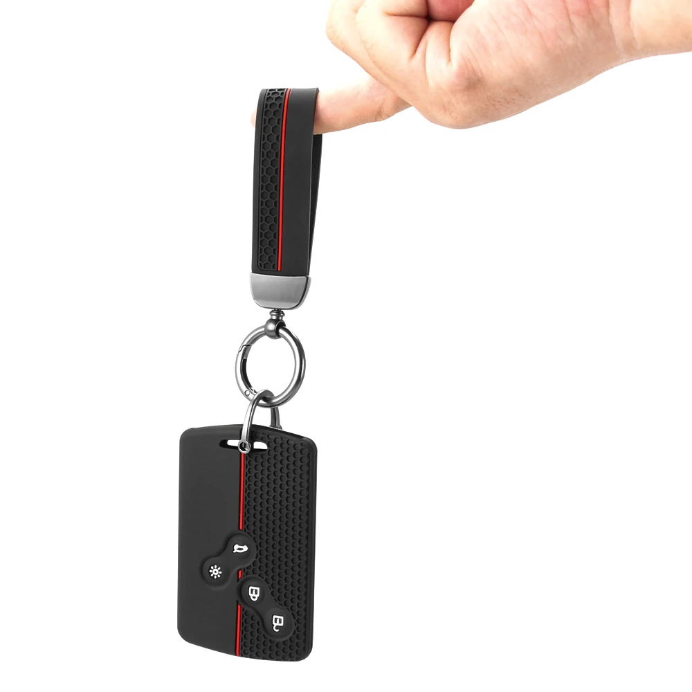 Premium Silicone Car Key Case with Key Chain - Protective Card Holder