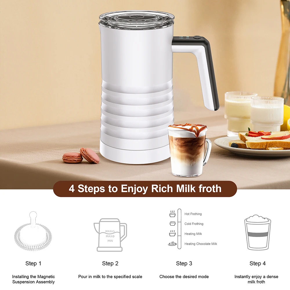110V/220V Electric Milk Frother 4 In 1 Auto Mixer for Coffee Milk Foamer Machine Stainless Steel Milk Heating Steamer Foamer 4