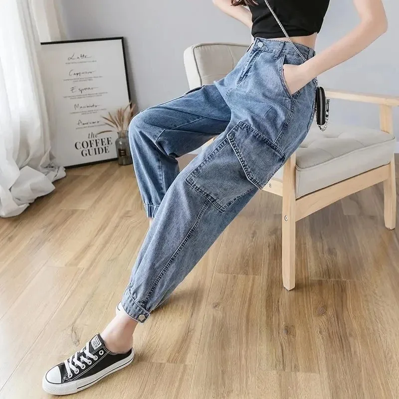 

Fashion Casual Trousers Pantalones De Mujer Vintage Harem Boyfriend Jeans Oversized 5xl High Waisted Women's Cargo Denim Pants