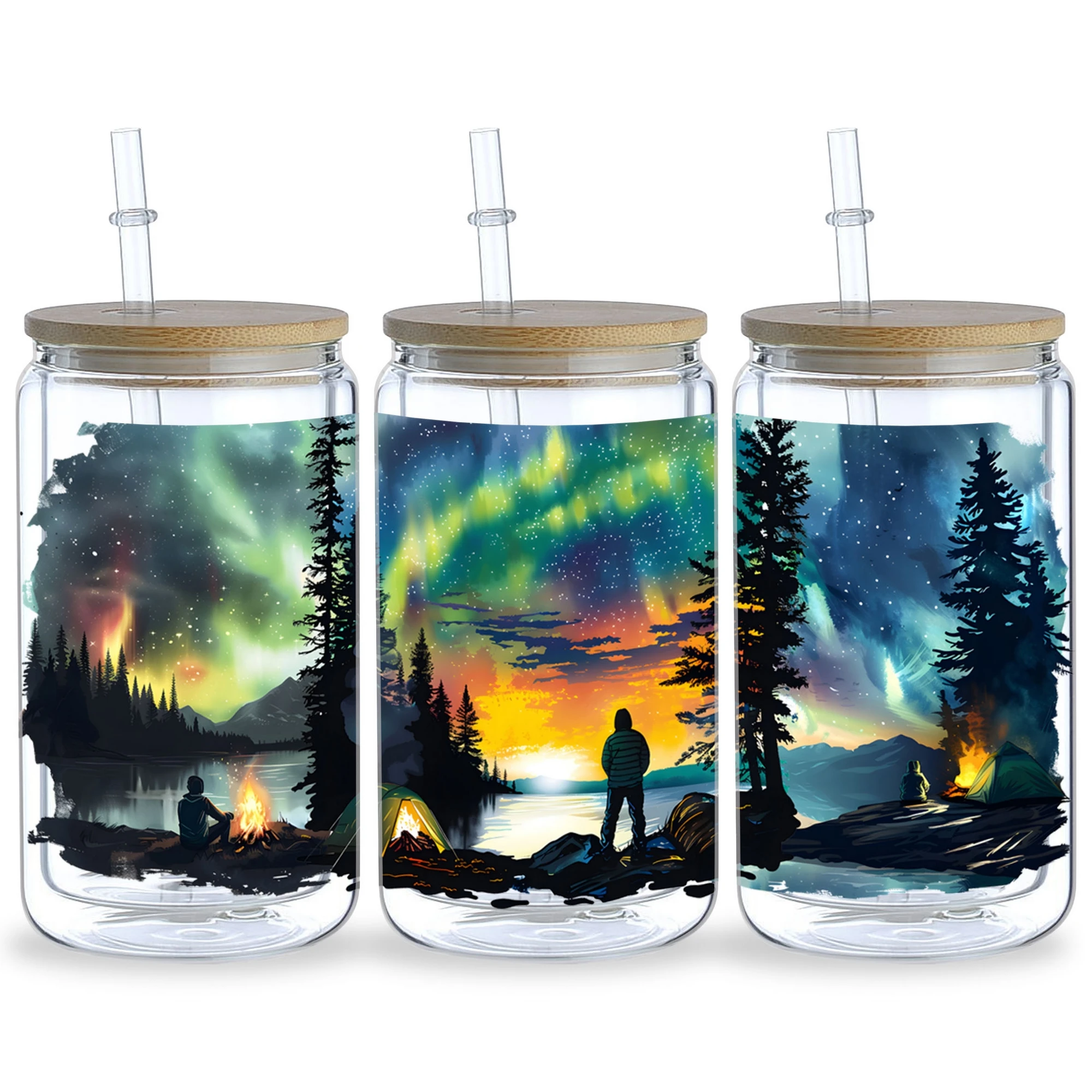Aurora UV DTF cup packaging 5 sheets suitable for 16oz glass cups waterproof UV DTF stickers suitable for 16oz glass cups