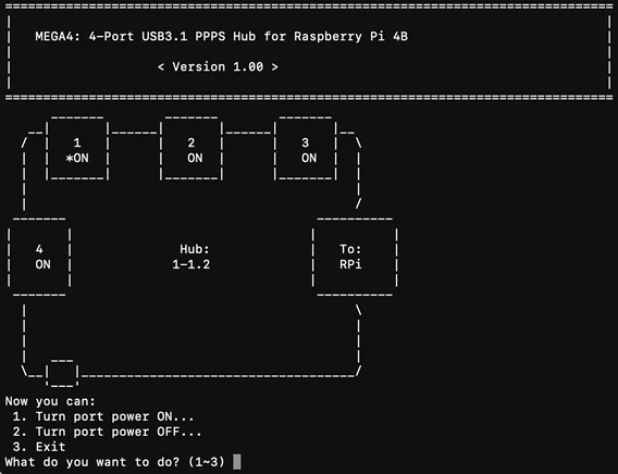 MEGA4: 4-Port USB 3.1 PPPS Hub for Raspberry Pi 4B