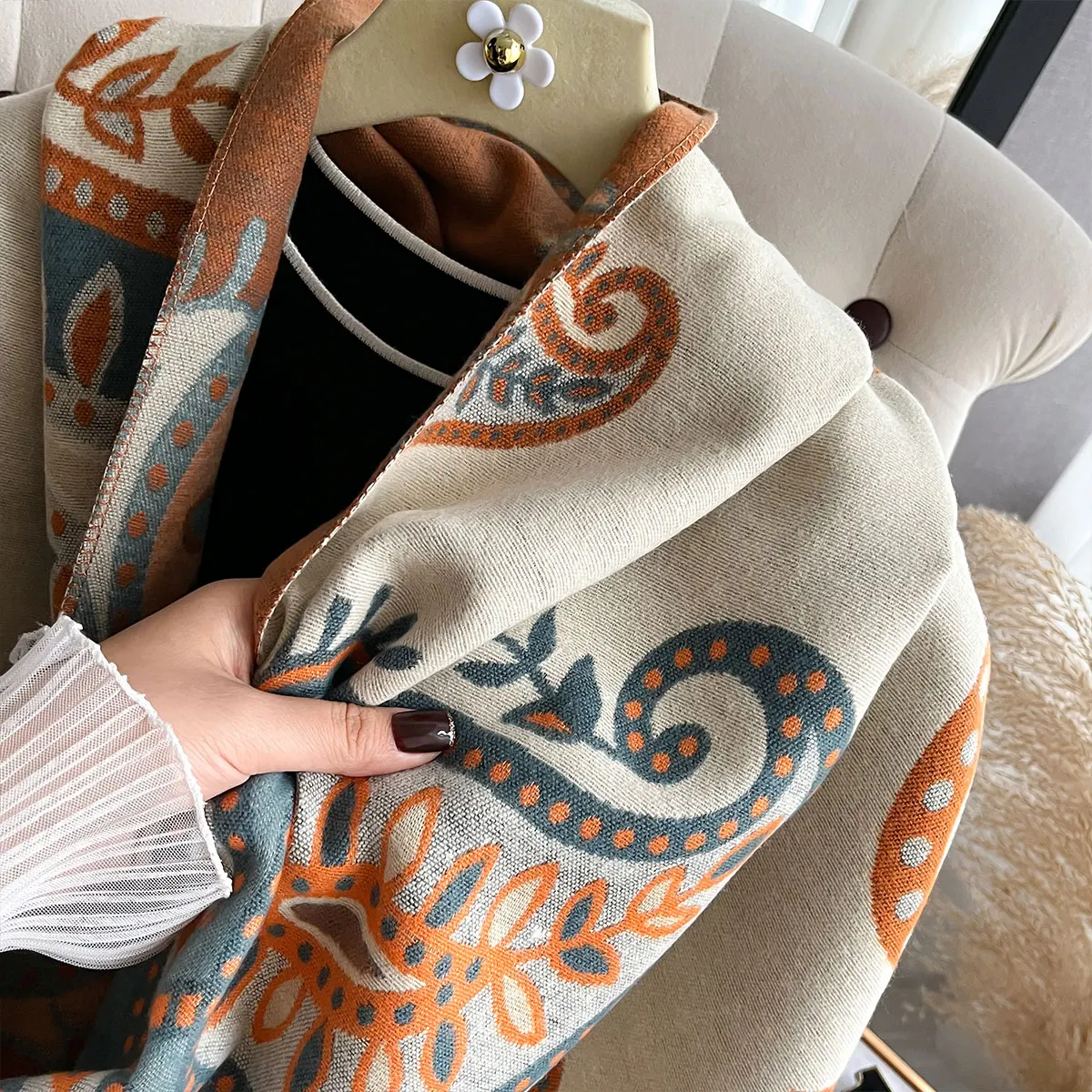 Winter Cashmere Scarf for Women Paisley Shawl Wrap Female Pashmina Luxury Brand Poncho Thick Blanket Warm Bufanda Echarpe Femme