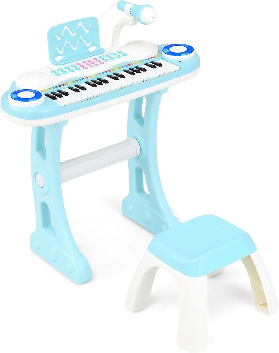 37 Keys Piano Keyboard with Light, Electric Children's Keyboard Recording & Playback, Piano Toy with Microphone, Stand