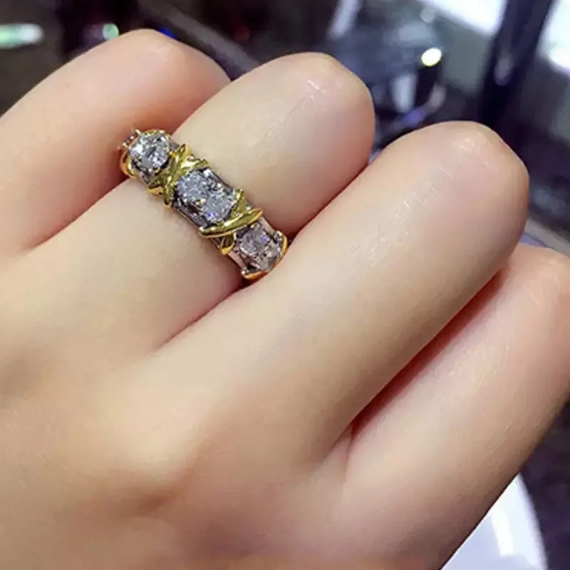 10K Gold 4mm Lab Diamond Ring 925 sterling silver Jewelry Engagement Wedding band Rings for Women Party accessory Gift silver rings,silver ring,wedding rings,gold rings