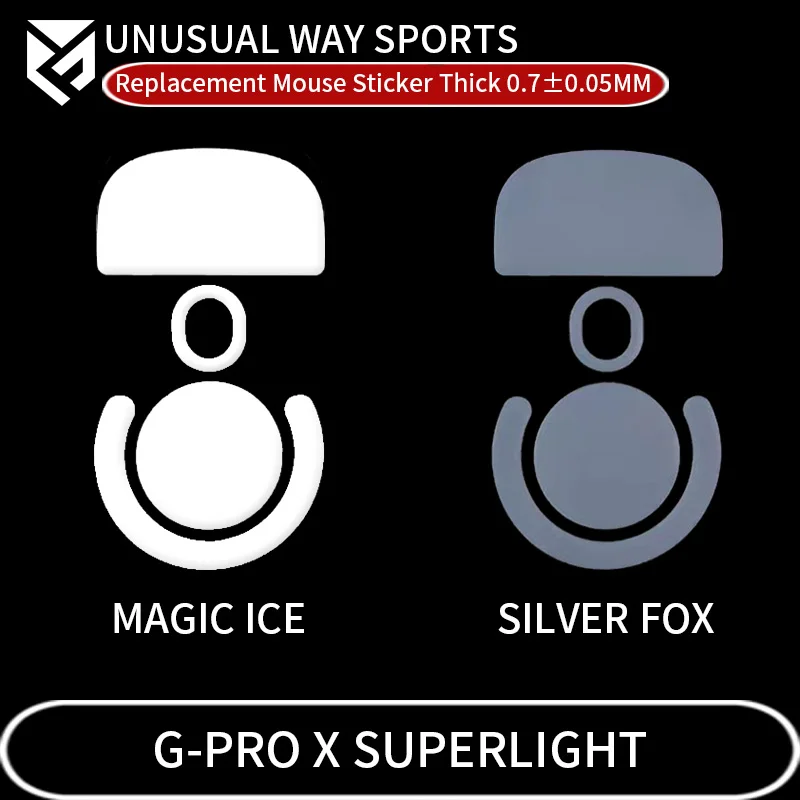 Unusualwaysports-mouse pé Patins Logitech g Pro x Superlight Desliza Curva Borda Silver Fox Magic Ice Versão Gpx Gpw2 Pés