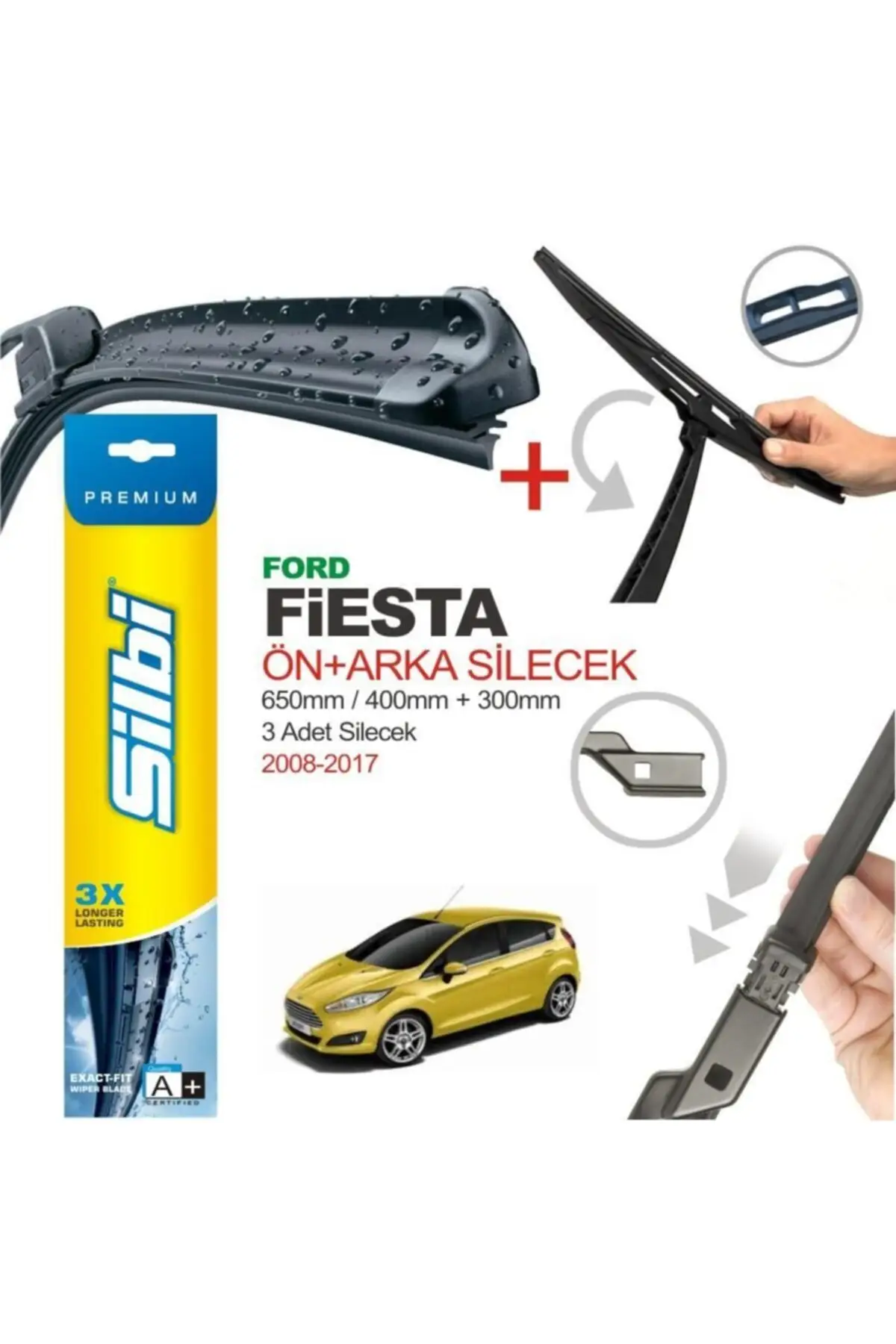 Limpiaparabrisas delantero y trasero para Ford Fiesta, limpiaparabrisas de primera clase Limpiaparabrisas delantero y trasero para Ford Fiesta, limpiaparabrisas de primera clase